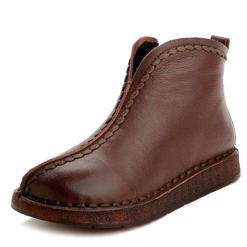 Leather Style Soft Ankle Boots ( Added Plush Styles)