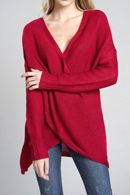 V Neck Front Cross Weekend Sweater