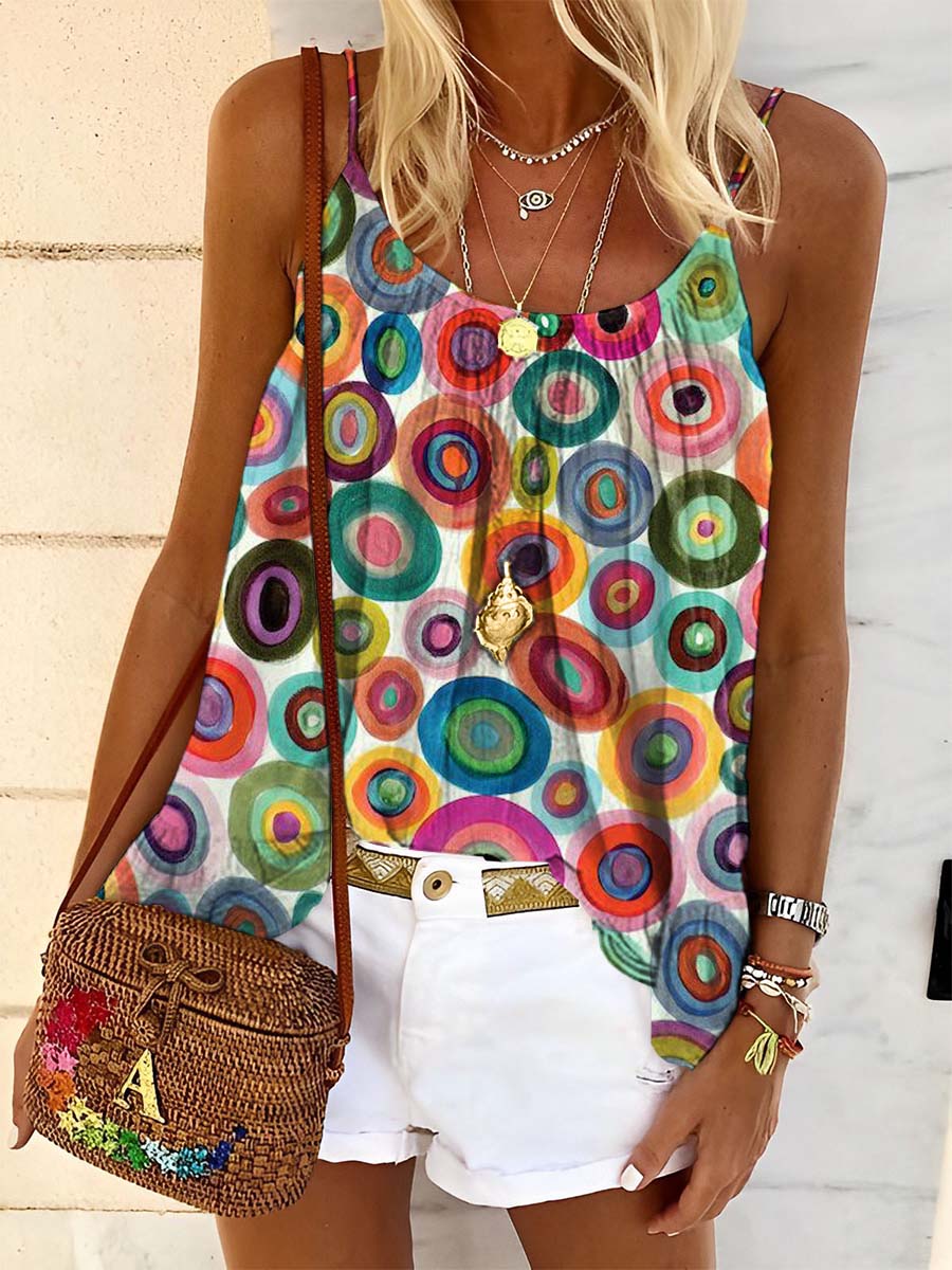 Women's Color Circle Print Tank Top