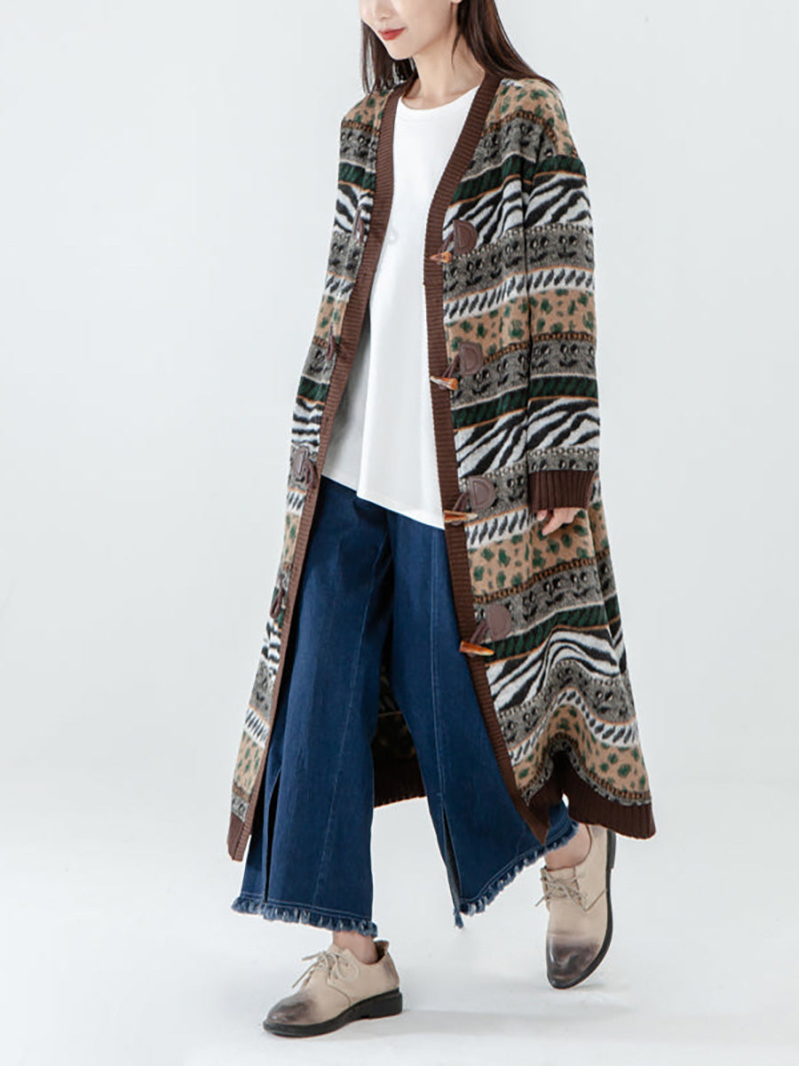 - Pocket Breasted Long Sleeve Sweater Coat