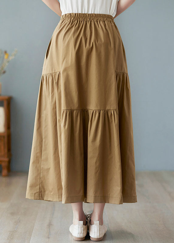 Modern Green High Waist Wrinkled Asymmetrical Design Pockets Fall Skirt