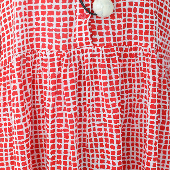 Fine Black Plaid Pure Cotton Dress Clothing Shirt Dress Boutique Lapel Collar Bracelet Sleeved Natural Cotton Dress