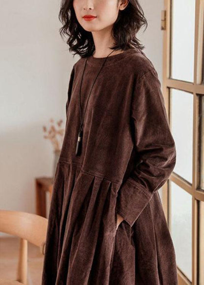 Brown Corduroy Dress Maxi Dresses