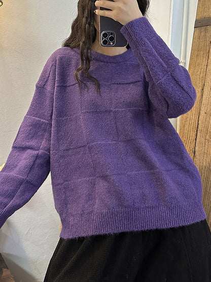 Winter Artsy Plaid Knitted Warm Sweater
