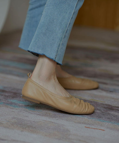 Stylish Khaki Pointed Toe Flats Shoes