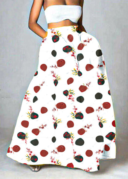 Yellow High Waist Pockets Print Cotton a Line Skirt Summer