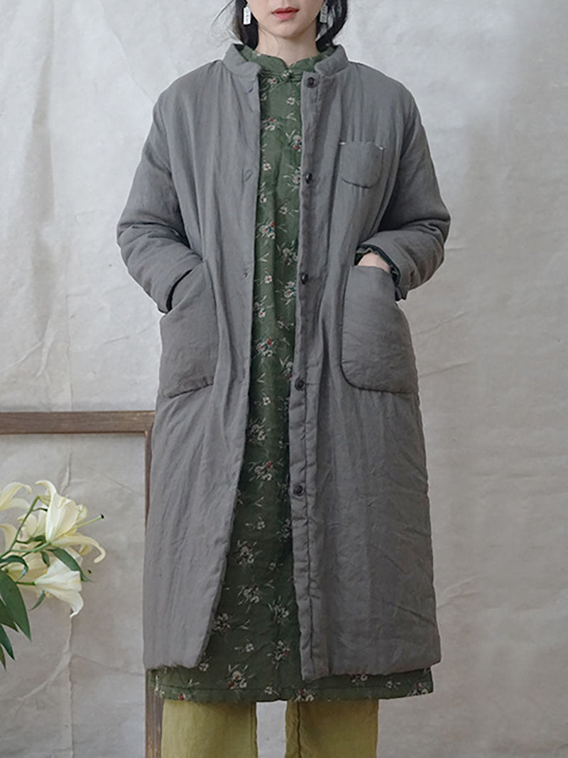 Winter Button Pocket Padded Coat