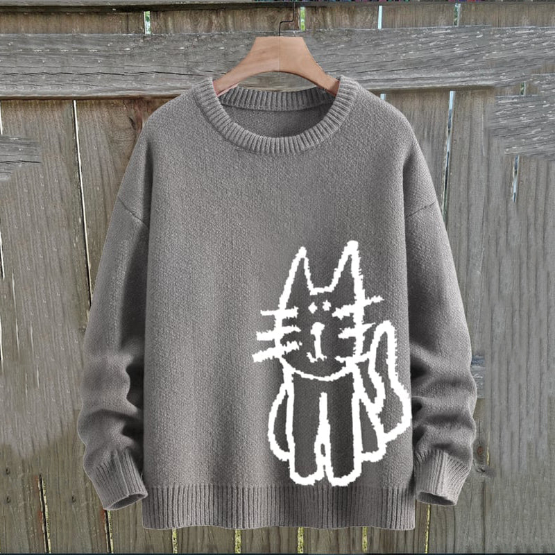 Comstylish Women's Cat Knitted Art Cozy Sweater