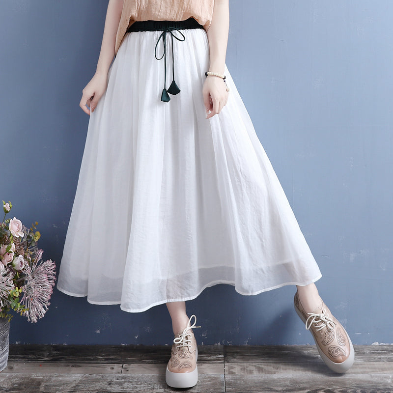 Cozy Tencel Linen Loose A-line Skirt