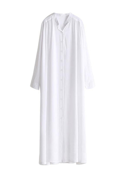 White Oversized Side Open Cotton Upf 50+ Long Shirts Summer