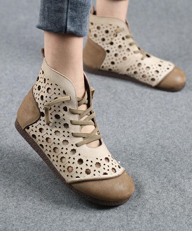 Brown Genuine Leather Ankle Boots