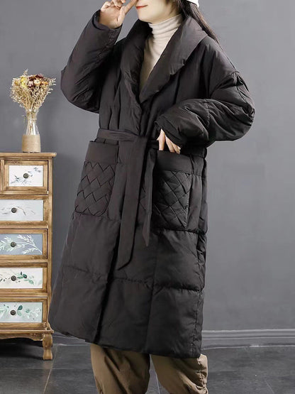 Winter Drawstring Pocket Down Coat