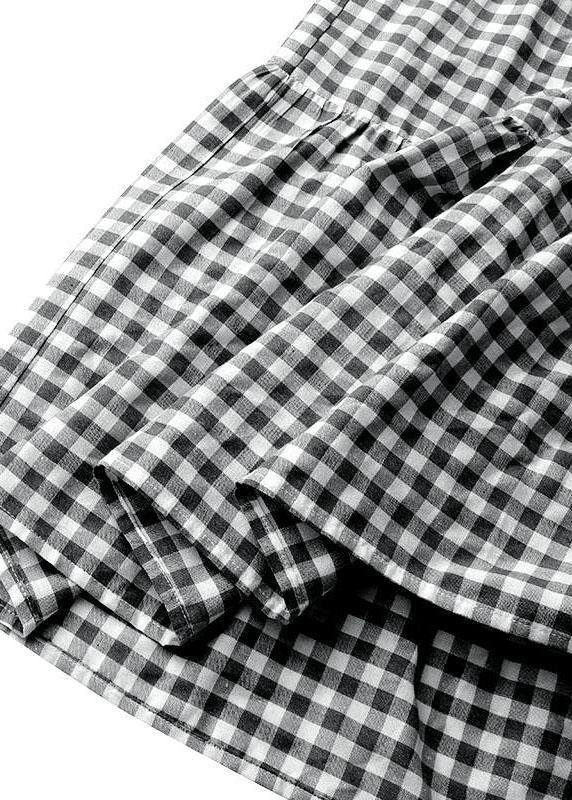 Plaid Pleated Lace-up Elastic Waist Swing Skirts