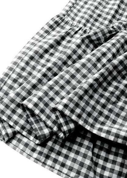 Plaid Pleated Lace-up Elastic Waist Swing Skirts