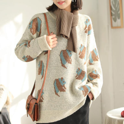 Loose Core Yarn Round Neck Sweater