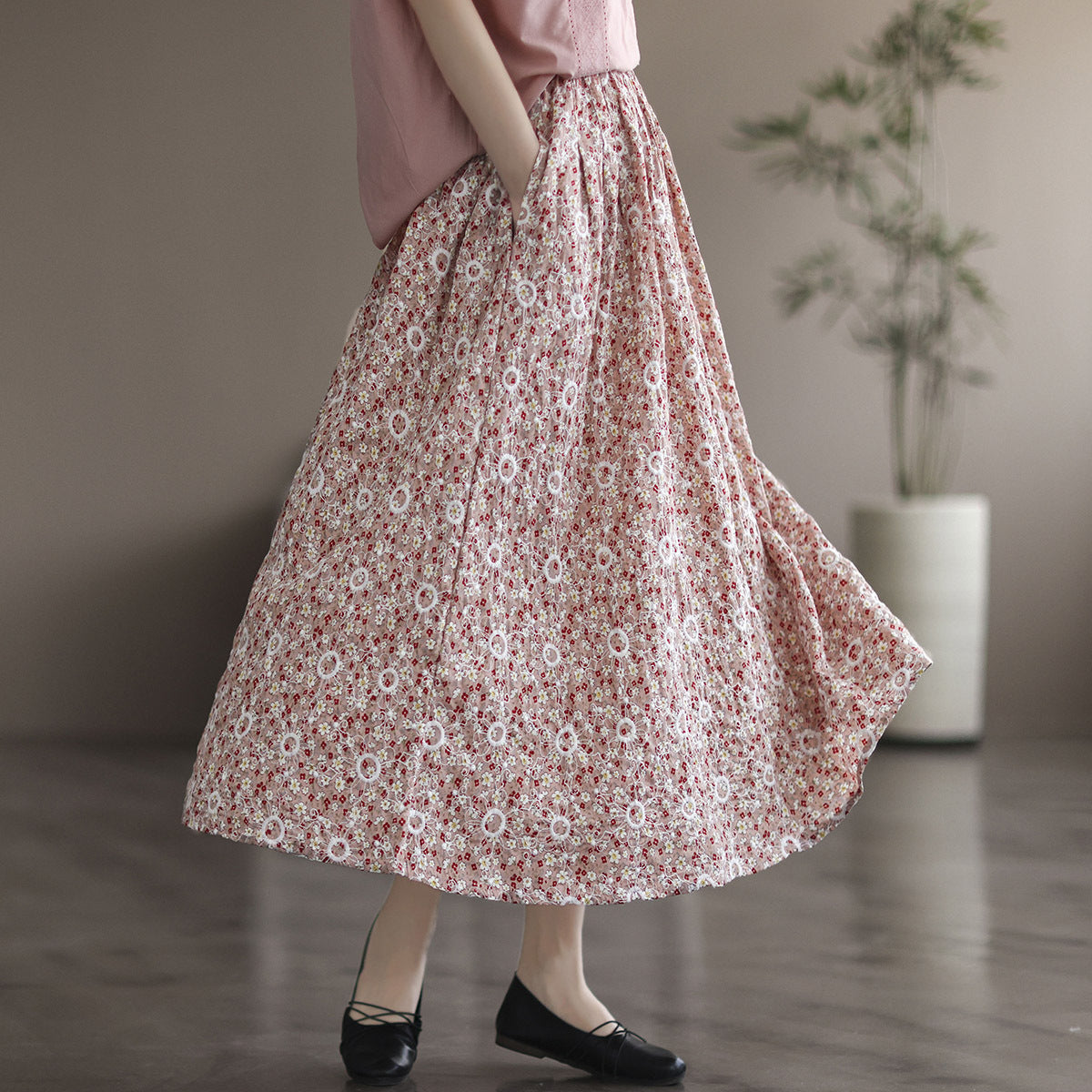 Literary Thin Large A-line Skirt