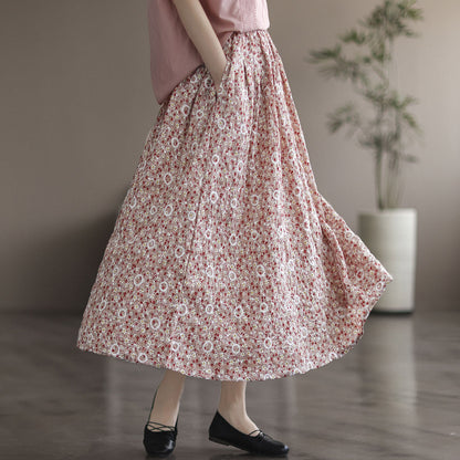 Literary Thin Large A-line Skirt