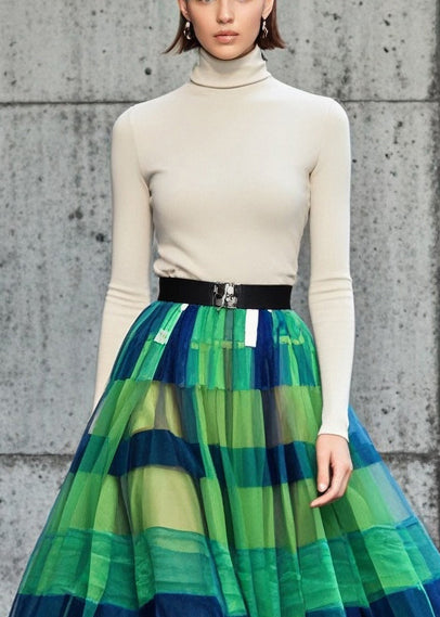 Colorblock Exra Large Hem Tulle Vacation Skirt Summer