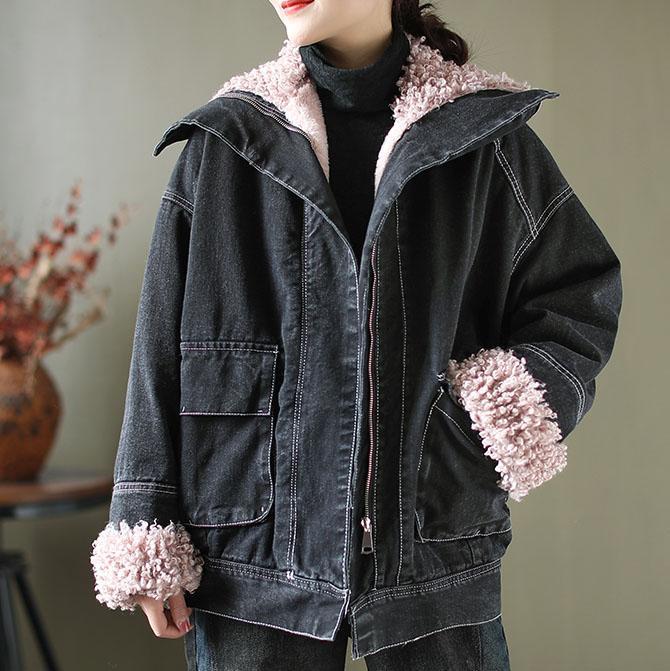 Winter Velvet Retro Denim Jacket