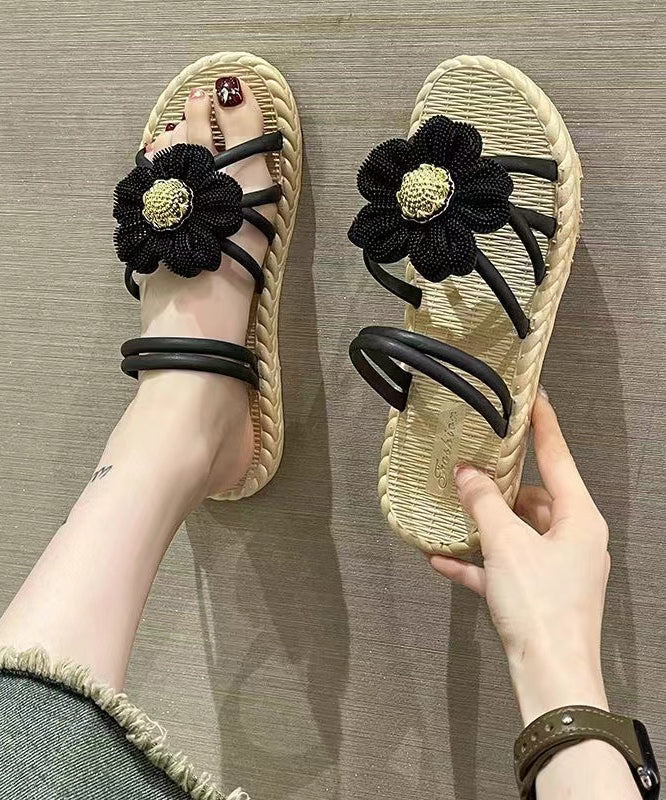 Fashionable Black Roman Slide Sandals Soft Soles
