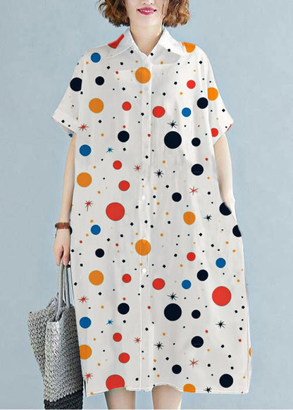 Modern Lapel Cotton Clothes for Work Outfits White Dress