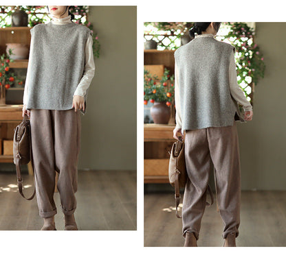 Temperament Loose Sleeveless Pullover Vest Literary Color Vest