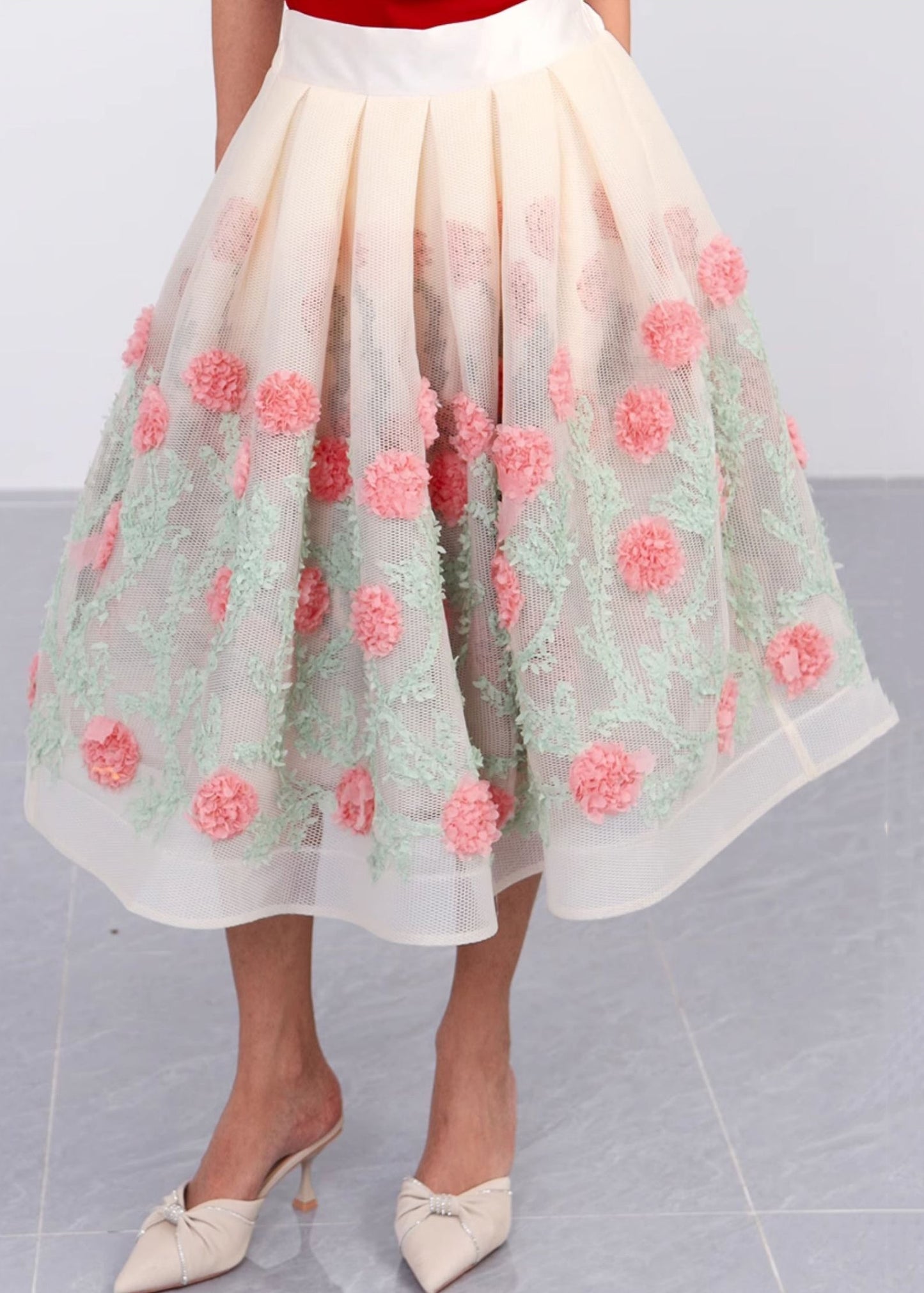 Hollow Out Pockets Patchwork Tulle Skirt Summer