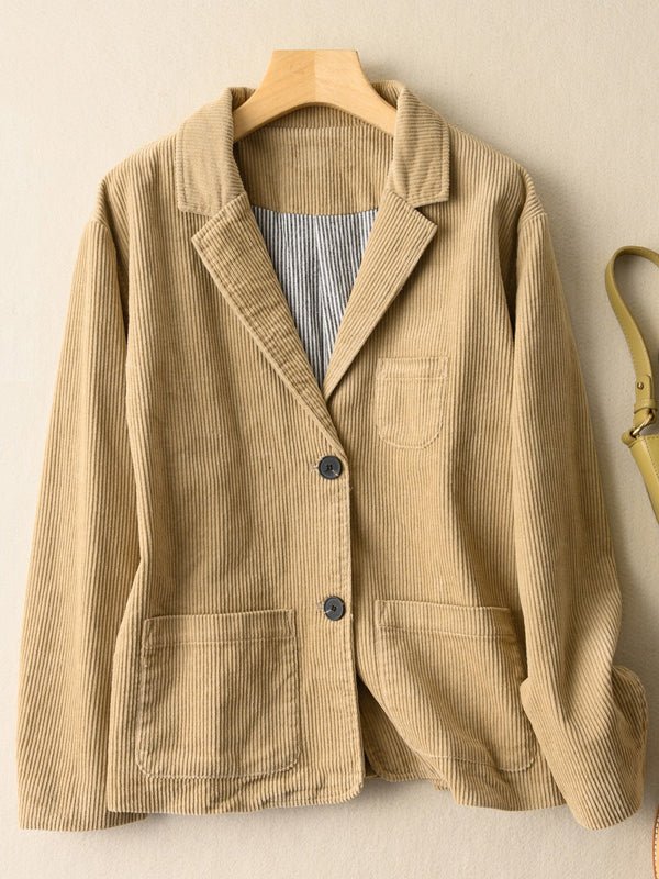 100% Natural Fabric Loose Fit Long Sleeve Suit Coat With Pocket