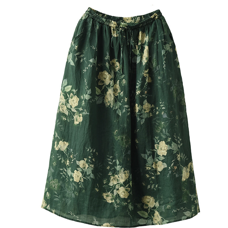 Heavy Industry Printed Literary Fine Ramie Skirt