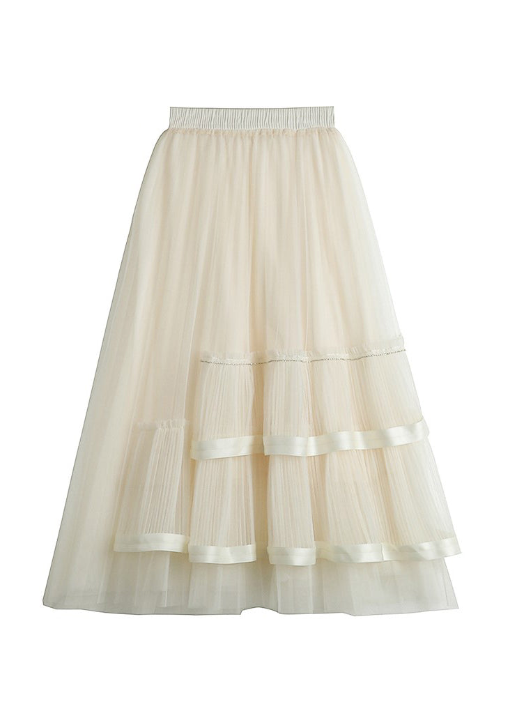 Chocolate Asymmetrical Patchwork High Waist Tulle Skirts Summer