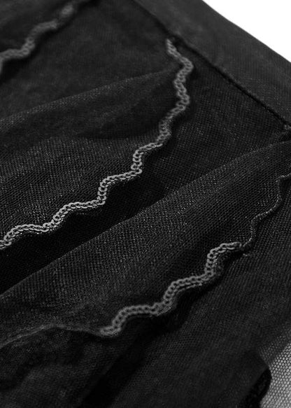 French Black High Waist Tulle Skirt Summer