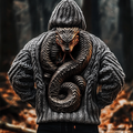 Men's Viking Tribal Dragon Celtic Chunky Knit Hooded Sweater artswardrobe
