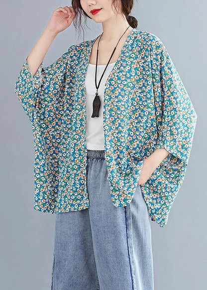 French V Neck Batwing Sleeve Blouse Shirts Blue Blouse
