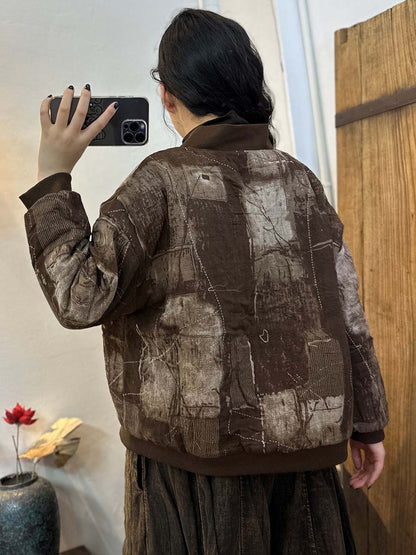 Plaid Print Button V-neck Loose Jacket