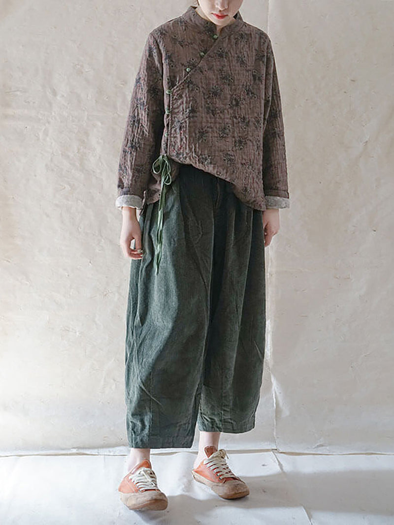 - 100% Cotton Retro Lace-up Sweatshirt