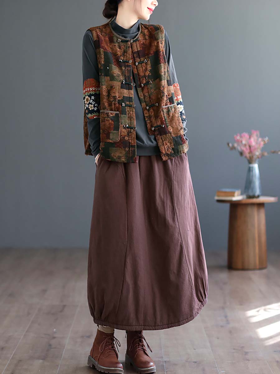 Artsy Ethni Print Frog Waistcoat