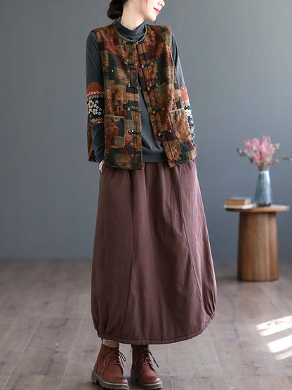 Artsy Ethni Print Frog Waistcoat