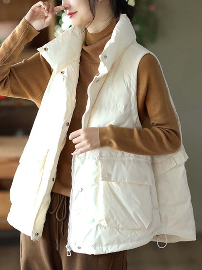 Agaric Lace Button Pocket Down Vest