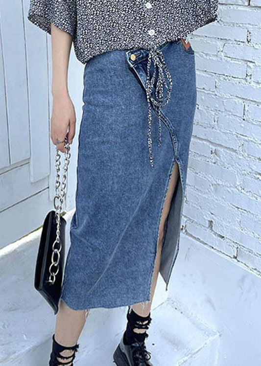 Classy Blue Summer Asymmetrical Design Skirts Denim