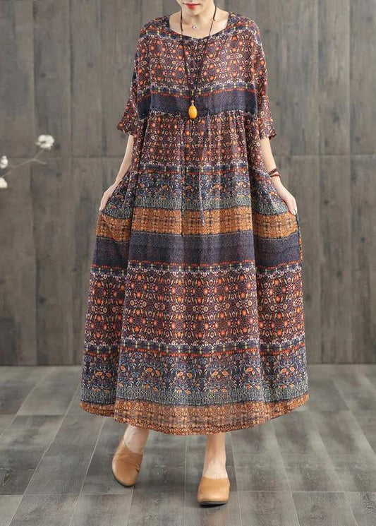 Blended Wardrobes Drops Design Retro Print Washed Comfortable Loose Dress