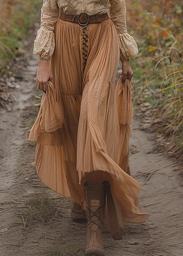 Colorblock V Neck Wrinkled Patchwork Cotton Dress Long Sleeve