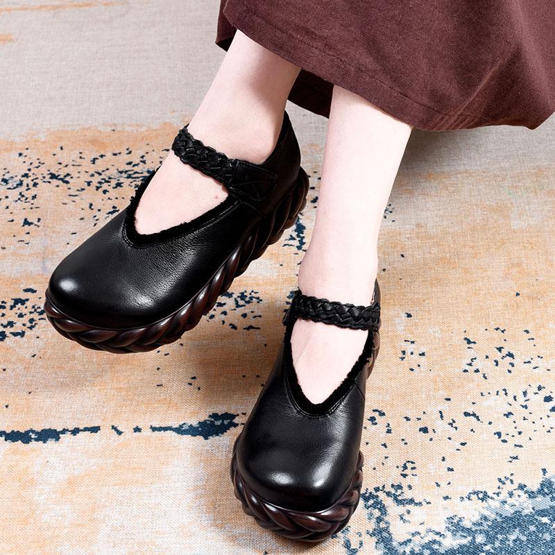 Real Leather Sponge Retro Shoes