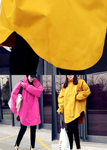 Unique Rose Zippered Asymmetrical Design Regular Fall Trench Coats