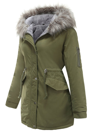 Parka Coat Street Daily Plush Winter Coat Color Oversized Fur Warm Coat