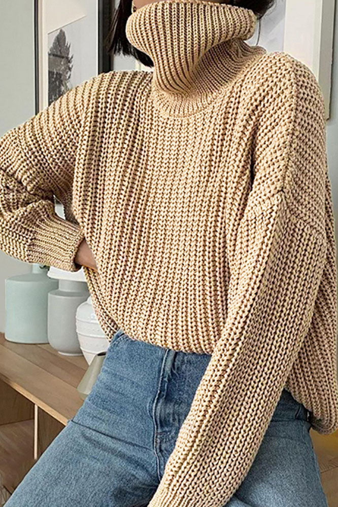 Leave It All Behind Cropped Turtleneck Sweater