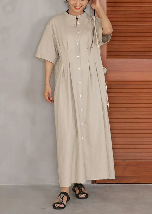 Beige Oversized Linen Holiday Dress Summer