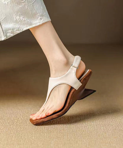 White Thong Sandals Alien Heel Cowhide Leather