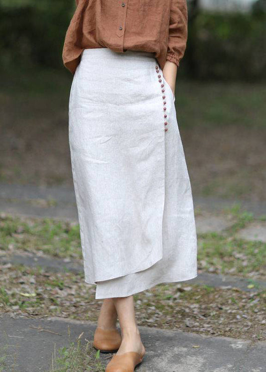 Boutique White Asymmetrical Design Elastic Waist a Line Skirts Spring