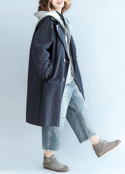 Unique Double Breast Fine Clothes for Navy Oversized Jackets Fall