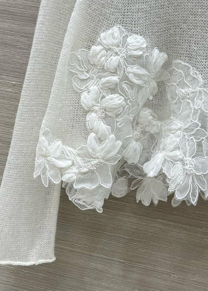 Stylish White O-neck Knit Shirt Tops Fall